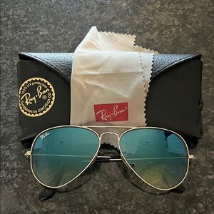 Ray-Ban Silver Frame Sunglasses with Blue-Green Gradient Lenses